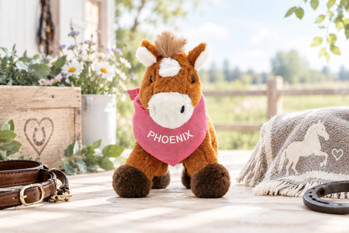 Kleines Kuscheltier mit Namen oder Logo – personalisiert