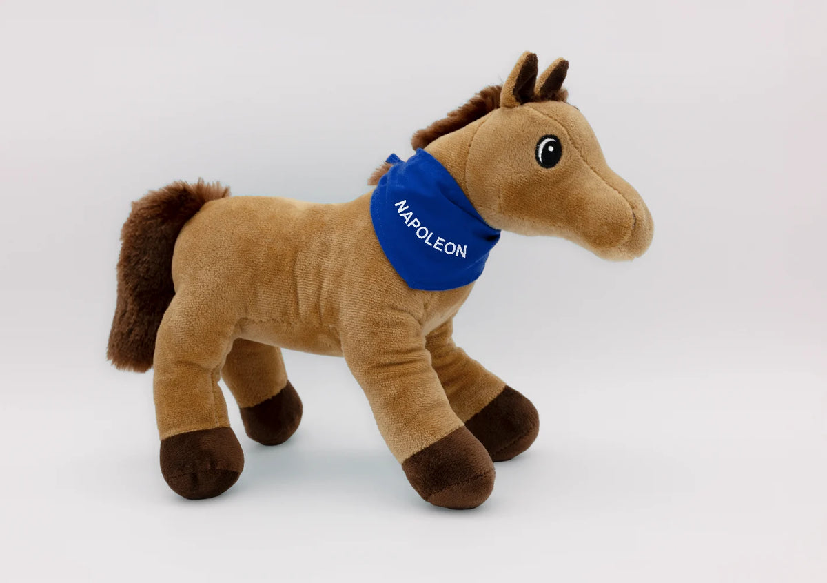 Kuscheltier Pferd, mit Namen oder Logo personalisierbar