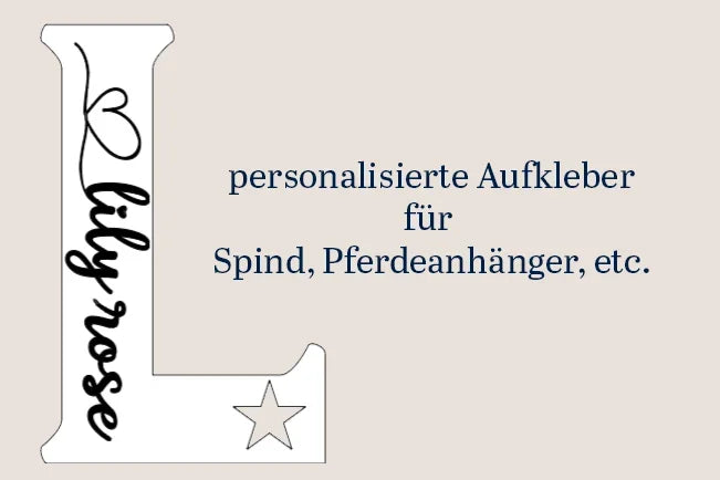 personalisiert, Pferdenamen, Reitsportartikel, Geschenk für Reiter, Pferde Reitsportfachgeschäft, Reitsportbedarf Ratingen, Mettmann, Düsseldorf, Pferdeliebhaber, personalisierte Reitsportartikel,  Aufkleber für Pferdeanhänger, Boxenschild, Pferdespind, Spindaufkleber
