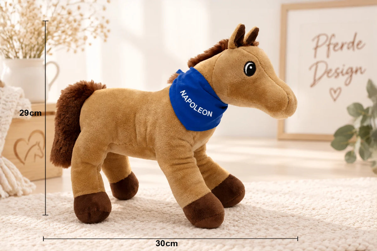Kuscheltier Pferd, mit Namen oder Logo personalisierbar