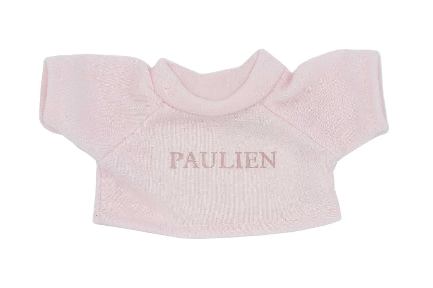 Kinderfreundliches Pferdekuscheltier aus weichem Plüsch mit natürlicher Farbgebung und personalisiertem Tshirt mit Namen.