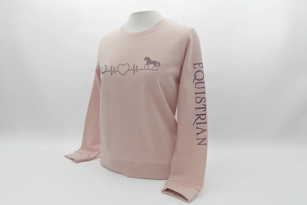 Luxuriöser Reitsport Pullover in Pink mit trendigem Print – perfekt für Training und Freizeit