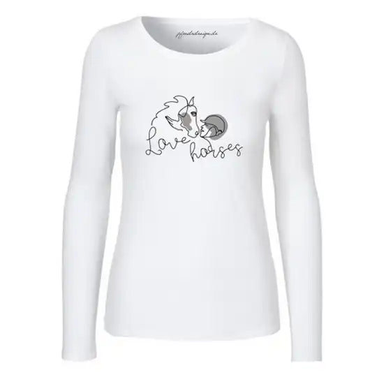 Longsleeve Love horses in Weiß – Geschenk für Reiterinnen